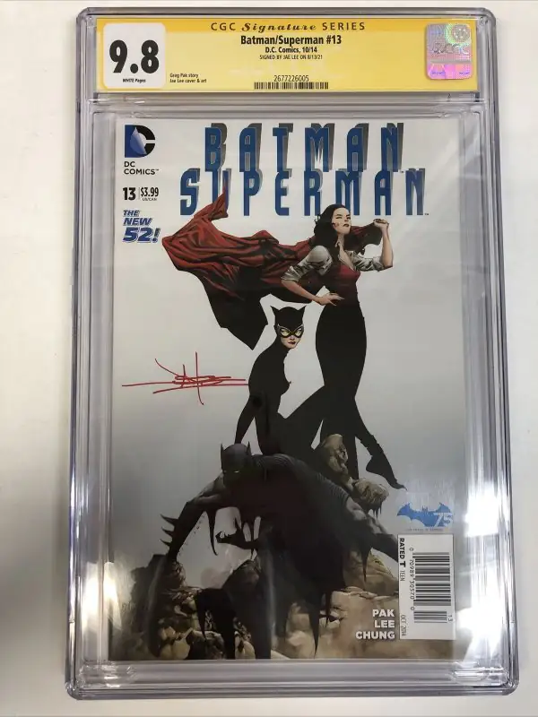 Batman/superman #13 (DC Comics, 2014), CGC 9.8 graded comic book, Signature Series label — front cover in its holder