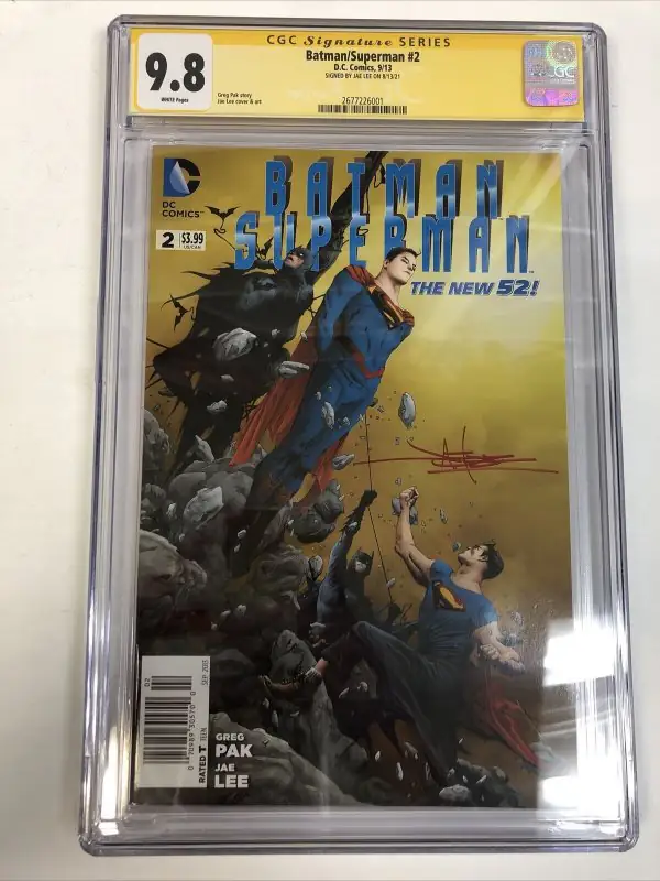Batman/superman #2 (DC Comics, 2014), CGC 9.8 graded comic book, Signature Series label — front cover in its holder