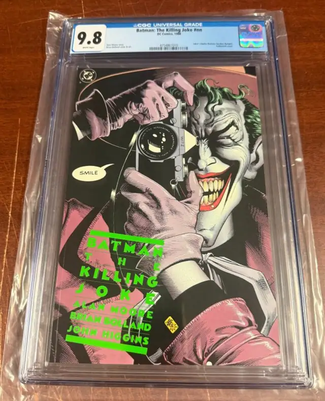 Batman the Killing Joke (DC Comics, 1988), CGC 9.8 graded comic book, Universal Blue label — front cover in its holder