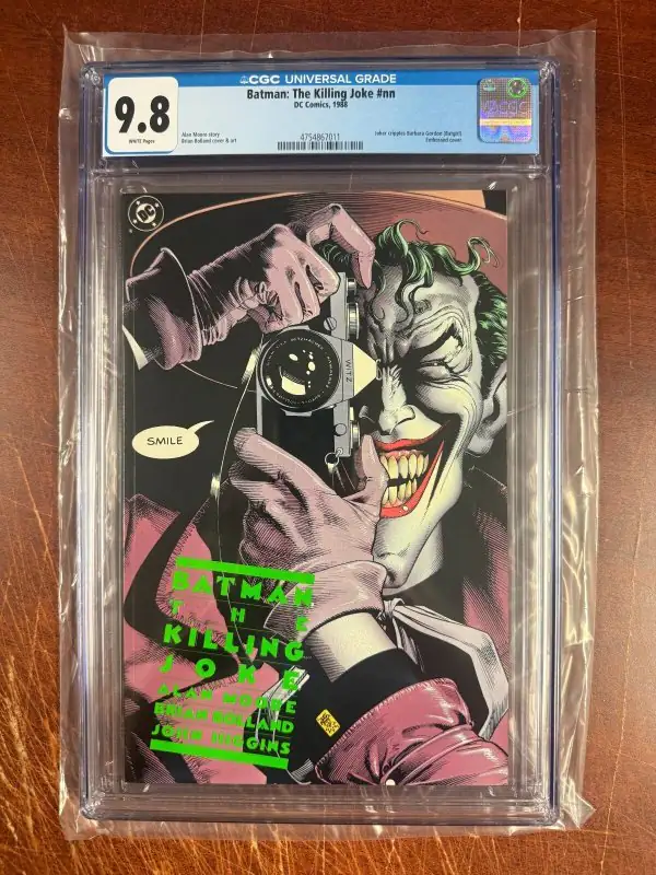 Batman the Killing Joke (DC Comics, 1988), CGC 9.8 graded comic book, Universal Blue label — front cover in its holder