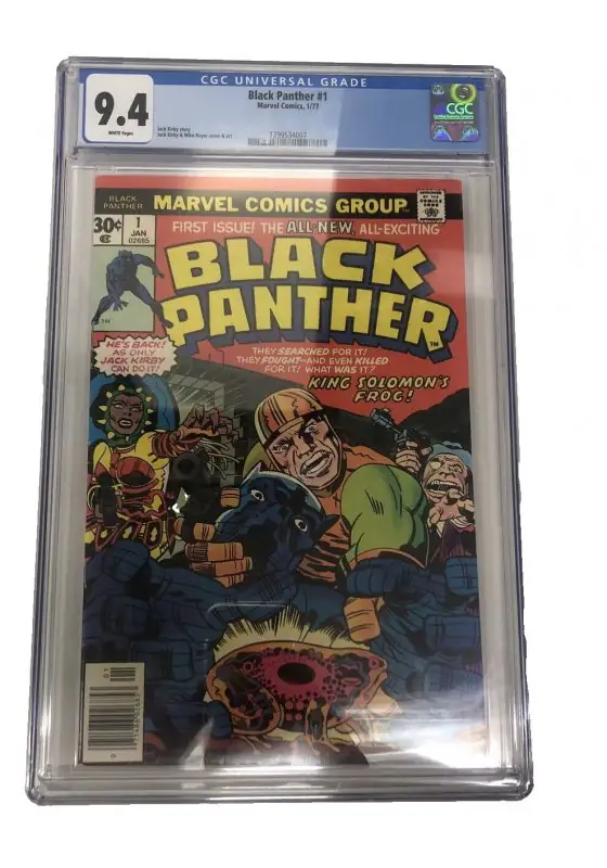 Black Panther #1 (Marvel Comics, 1977), CGC 9.4 graded comic book, Universal Blue label — front cover in its holder