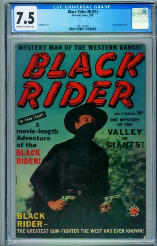 Black Rider #8 (Atlas Comics, 1950), CGC 7.5 graded comic book, Universal Blue label — front cover in its holder