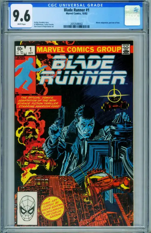 Blade Runner #1 (Marvel Comics, 1982), CGC 9.6 graded comic book, Universal Blue label — front cover in its holder
