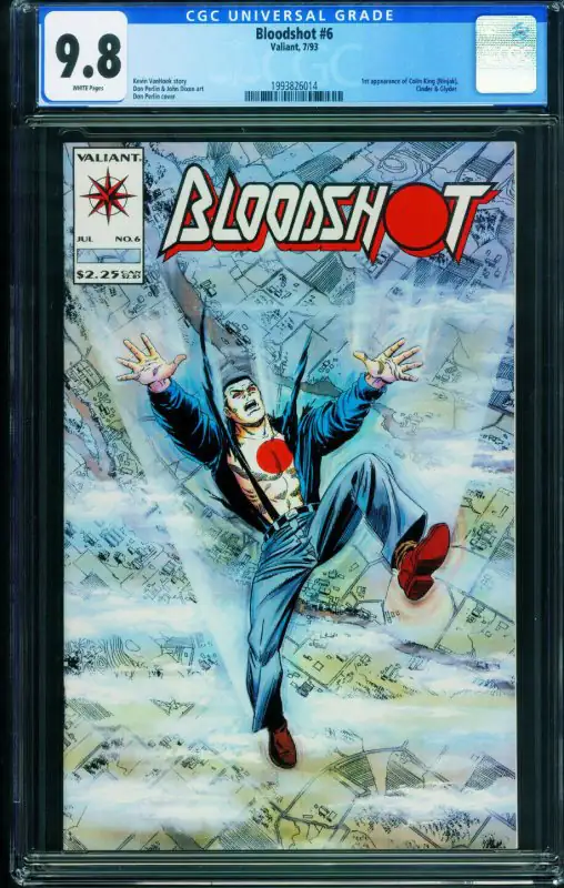 Bloodshot #6 (Valiant Comics, 1993), CGC 9.8 graded comic book, Universal Blue label — front cover in its holder