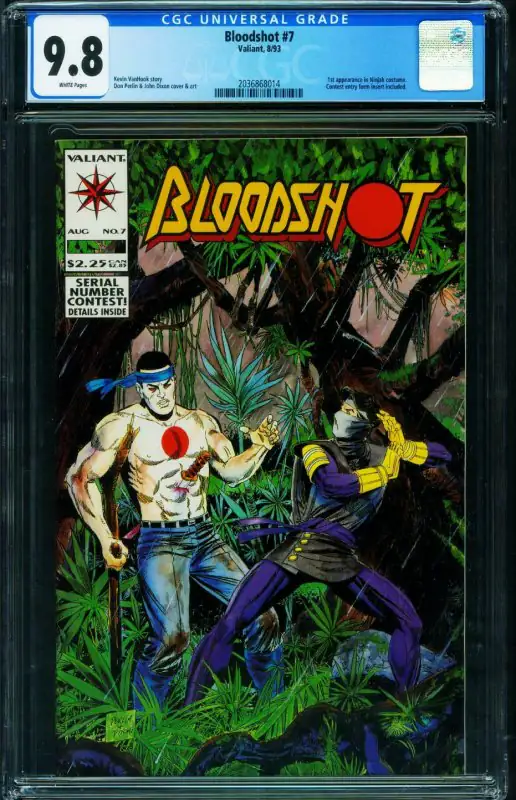 Bloodshot #7 (Valiant Comics, 1993), CGC 9.8 graded comic book, Universal Blue label — front cover in its holder