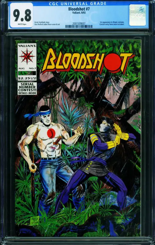 Bloodshot #7 (Valiant Comics, 1993), CGC 9.8 graded comic book, Universal Blue label — front cover in its holder