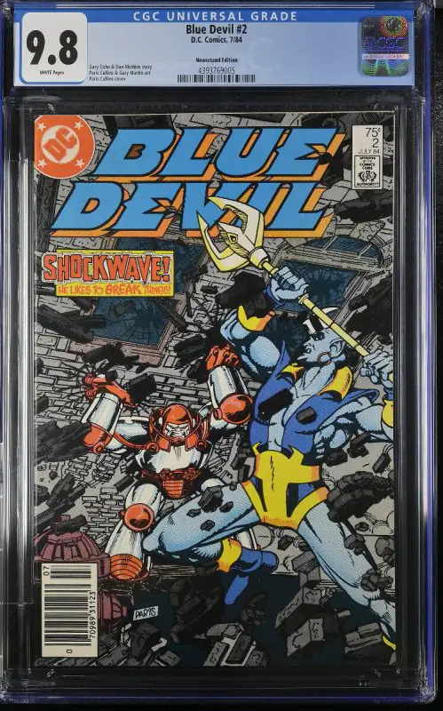 Blue Devil #2 (DC Comics, 1984), CGC 9.8 graded comic book, Universal Blue label — front cover in its holder
