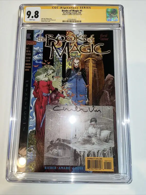 Books of Magic #1 (DC Comics, 1994), CGC 9.8 graded comic book, Signature Series label — front cover in its holder