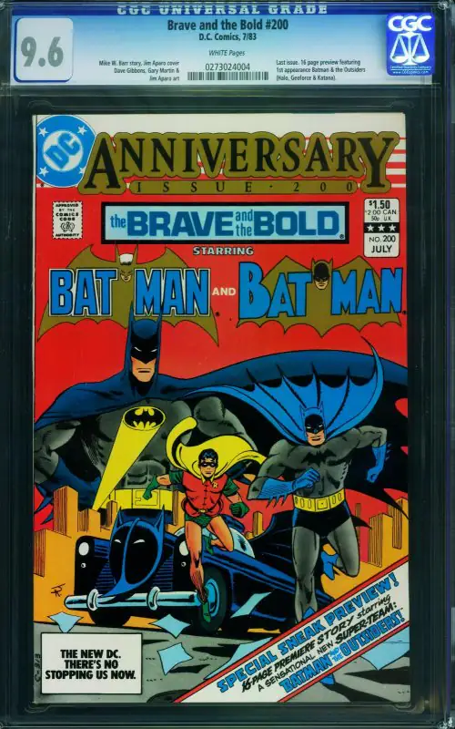 Brave and the Bold #200 (DC Comics, 1983), CGC 9.6 graded comic book, Universal Blue label — front cover in its holder