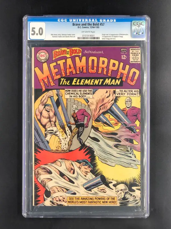 Brave and the Bold #57 (DC Comics, 1965), CGC 5.0 graded comic book, Universal Blue label — front cover in its holder