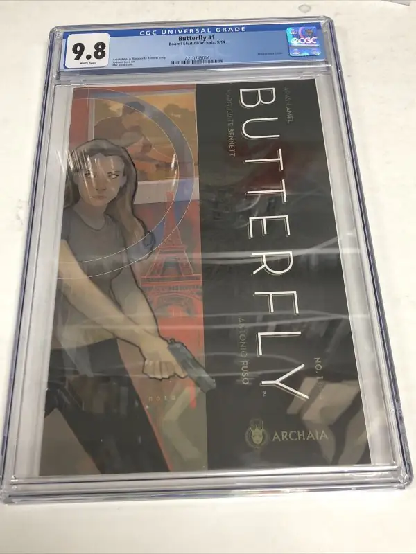 Butterfly #1 (Boom! Studios, 2014), CGC 9.8 graded comic book, Universal Blue label — front cover in its holder