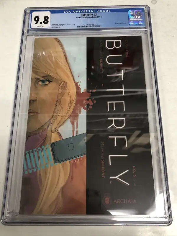 Butterfly #3 (Boom! Studios, 2014), CGC 9.8 graded comic book, Universal Blue label — front cover in its holder