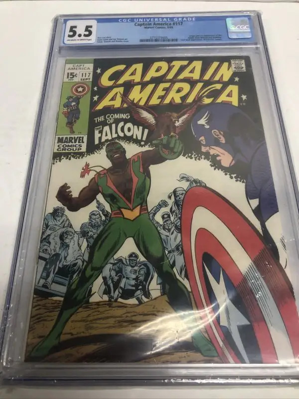 Captain America #117 (Marvel Comics, 1969), CGC 5.5 graded comic book, Universal Blue label — front cover in its holder