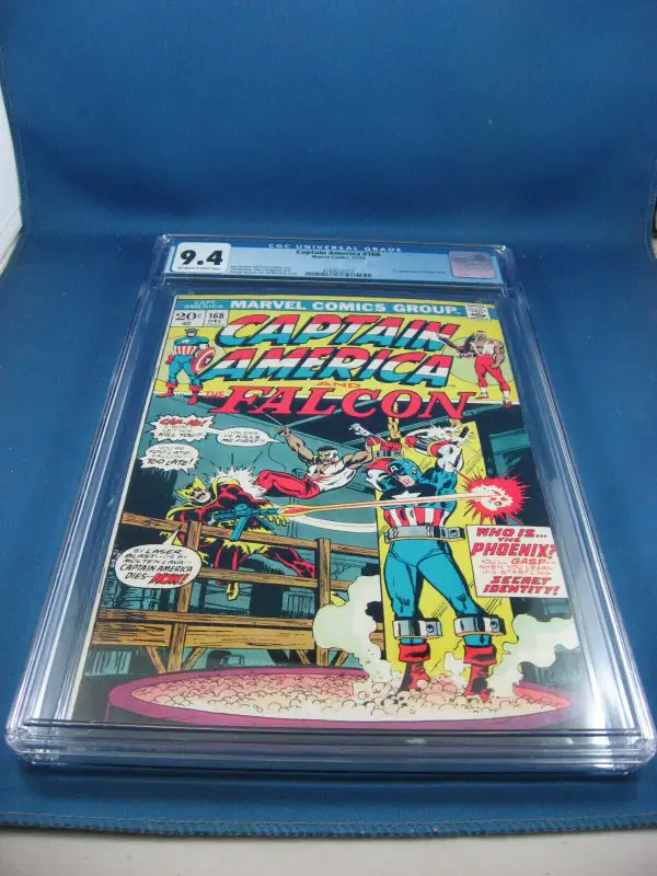 Captain America #168 (Marvel Comics, 1973), CGC 9.4 graded comic book, Universal Blue label — front cover in its holder