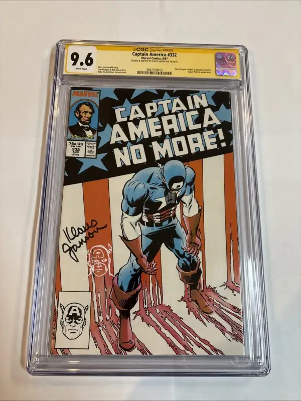 Captain America #332 (Marvel Comics, 1987), CGC 9.6 graded comic book, Signature Series label — front cover in its holder