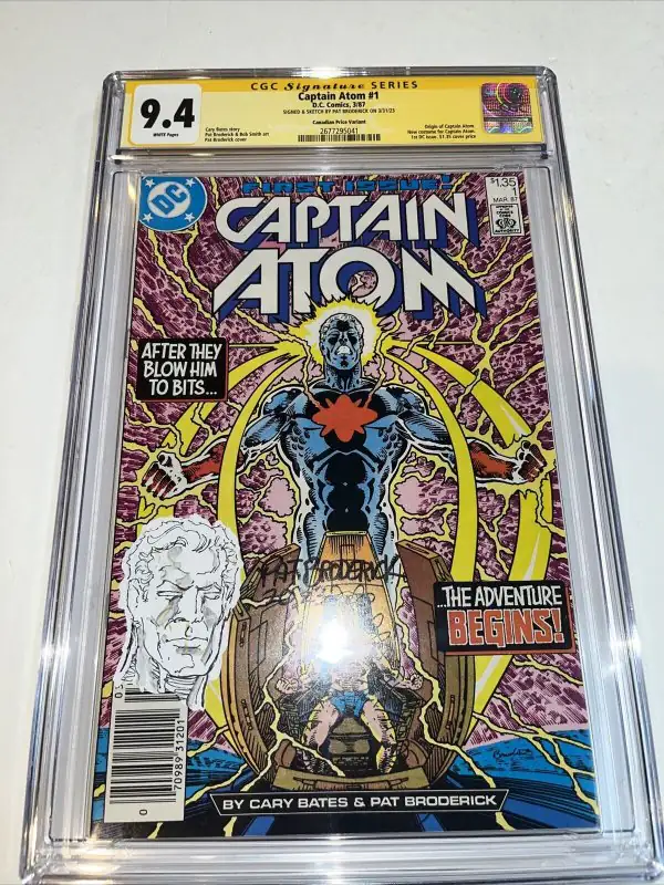 Captain Atom #1 (DC Comics, 1987), CGC 9.4 graded comic book, Signature Series label — front cover in its holder