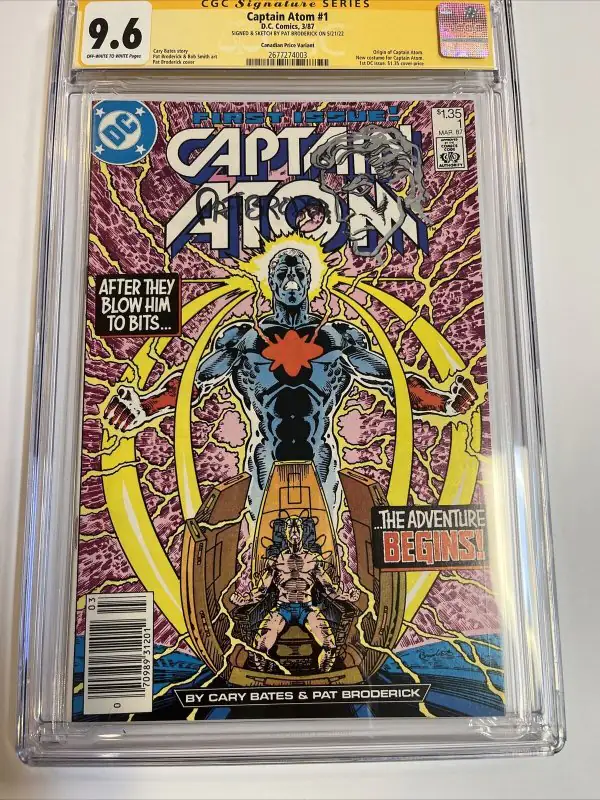 Captain Atom #1 (DC Comics, 1987), CGC 9.6 graded comic book, Signature Series label — front cover in its holder