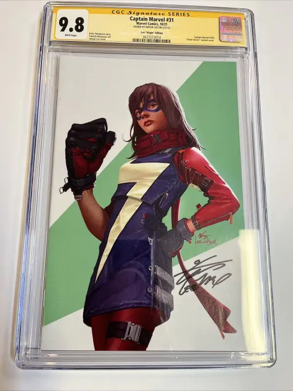Captain Marvel #31 (Marvel Comics, 2021), CGC 9.8 graded comic book, Signature Series label — front cover in its holder