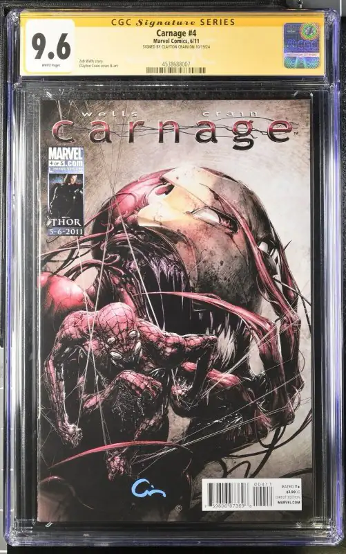 Carnage #4 (Marvel Comics, 2011), CGC 9.6 graded comic book, Signature Series label — front cover in its holder
