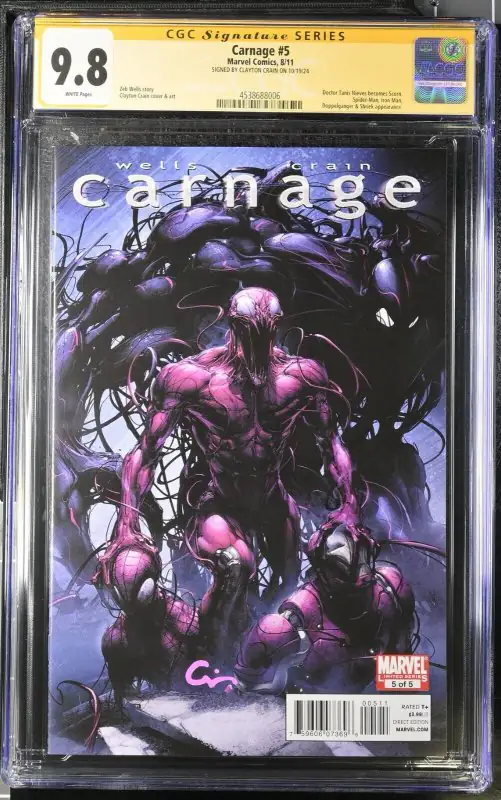 Carnage #5 (Marvel Comics, 2011), CGC 9.8 graded comic book, Signature Series label — front cover in its holder