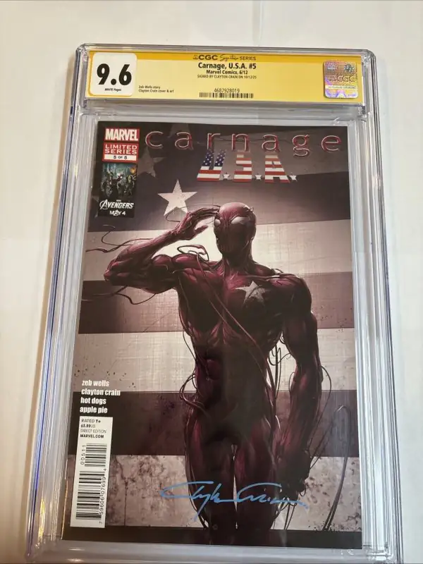 Carnage USA #5 (Marvel Comics, 2012), CGC 9.6 graded comic book, Signature Series label — front cover in its holder