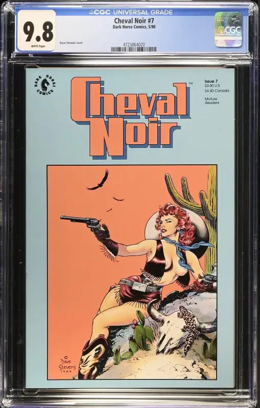 Cheval Noir #7 (Dark Horse Comics, 1990), CGC 9.8 graded comic book, Universal Blue label — front cover in its holder