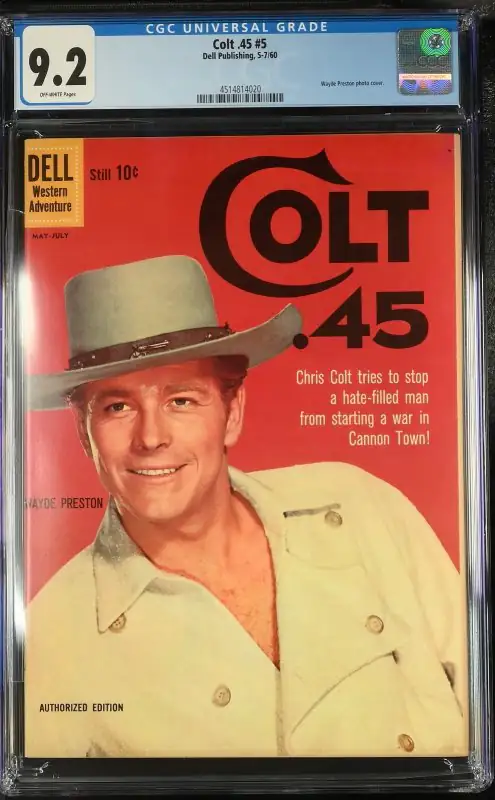 Colt .45 #5 (Dell Comics, 1960), CGC 9.2 graded comic book, Universal Blue label — front cover in its holder