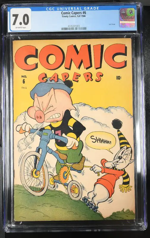 Comic Capers #6 (Timely Comics, 1946), CGC 7.0 graded comic book, Universal Blue label — front cover in its holder
