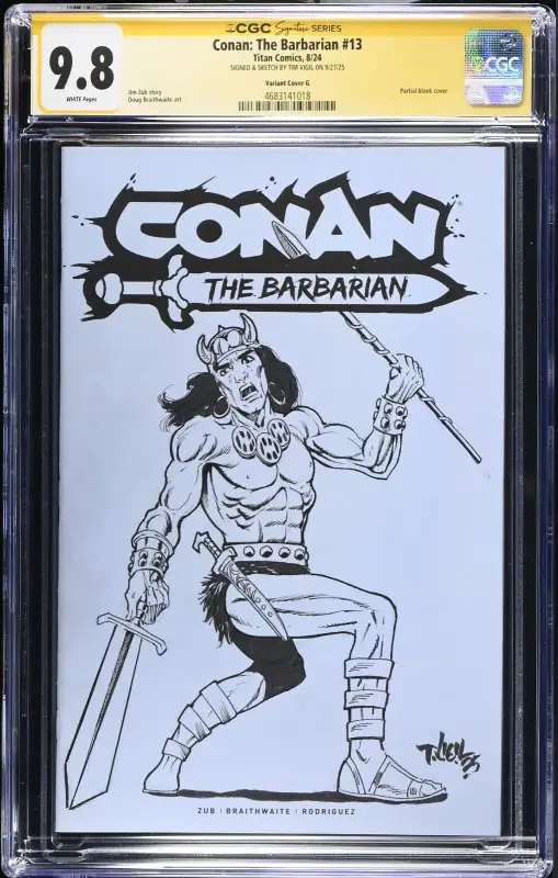 Conan the Barbarian #13 (Titan Comics, 2024), CGC 9.8 graded comic book, Signature Series label — front cover in its holder