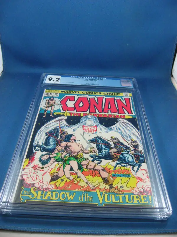 Conan the Barbarian #22 (Marvel Comics, 1973), CGC 9.2 graded comic book, Universal Blue label — front cover in its holder