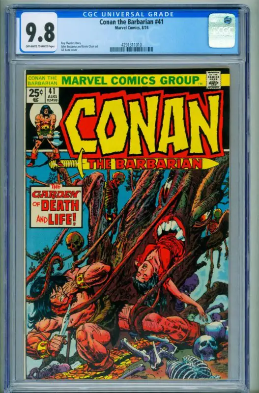 Conan the Barbarian #41 (Marvel Comics, 1974), CGC 9.8 graded comic book, Universal Blue label — front cover in its holder