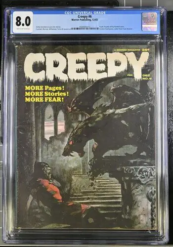 Creepy #6 (Warren Publishing, 1965), CGC 8.0 graded comic book, Universal Blue label — front cover in its holder
