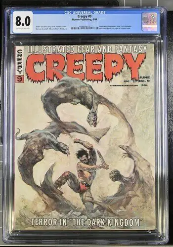 Creepy #9 (Warren Publishing, 1966), CGC 8.0 graded comic book, Universal Blue label — front cover in its holder
