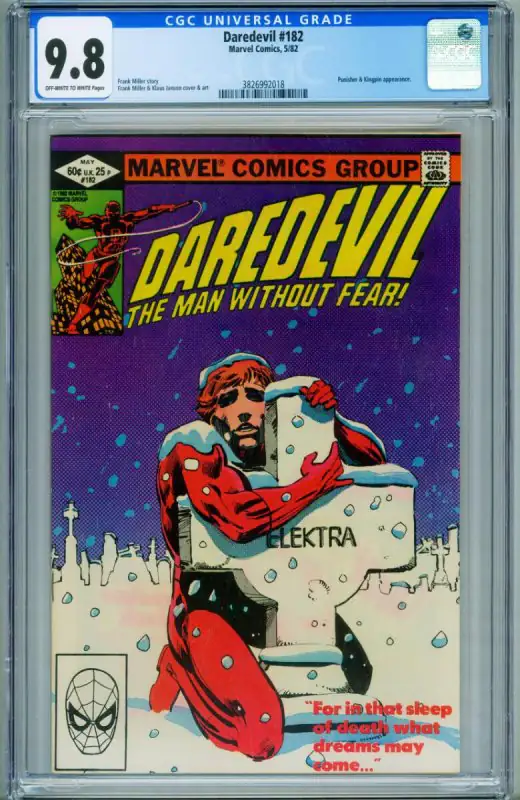 Daredevil #182 (Marvel Comics, 1982), CGC 9.8 graded comic book, Universal Blue label — front cover in its holder