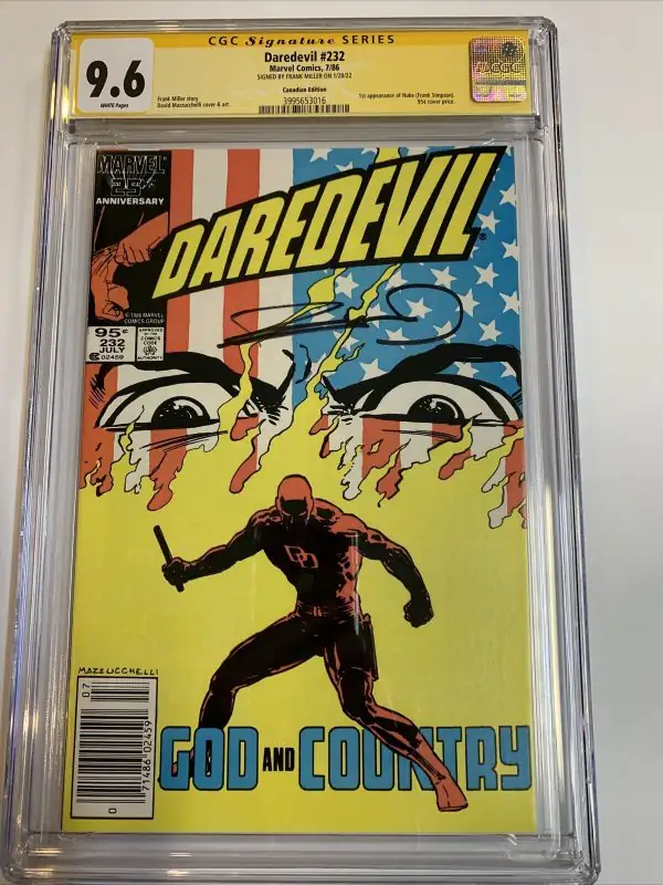 Daredevil #232 (Marvel Comics, 1986), CGC 9.6 graded comic book, Signature Series label — front cover in its holder