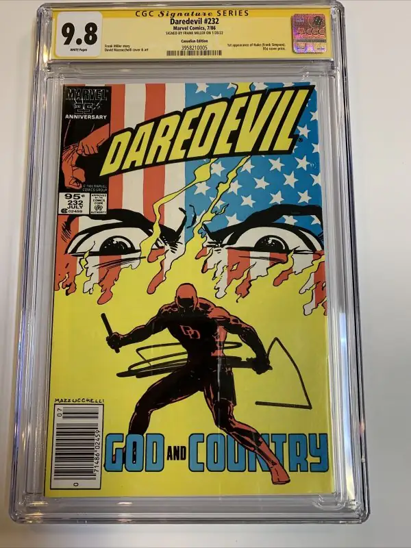 Daredevil #232 (Marvel Comics, 1986), CGC 9.8 graded comic book, Signature Series label — front cover in its holder