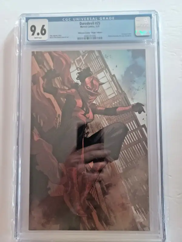 Daredevil #25 (Marvel Comics, 2021), CGC 9.6 graded comic book, Universal Blue label — front cover in its holder