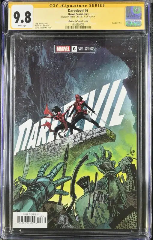 Daredevil #6 (Marvel Comics, 2023), CGC 9.8 graded comic book, Signature Series label — front cover in its holder