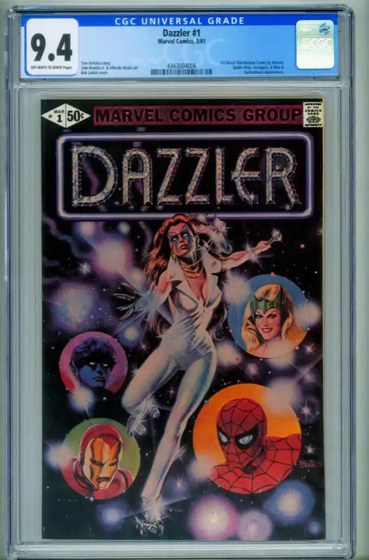 Dazzler #1 (Marvel Comics, 1981), CGC 9.4 graded comic book, Universal Blue label — front cover in its holder