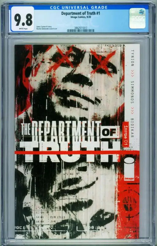 Department of Truth #1 (Image Comics, 2020), CGC 9.8 graded comic book, Universal Blue label — front cover in its holder