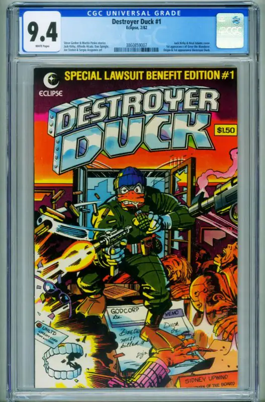 Destroyer Duck #1 (Eclipse Comics, 1982), CGC 9.4 graded comic book, Universal Blue label — front cover in its holder