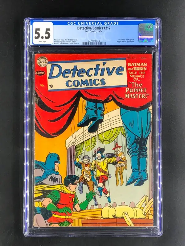 Detective Comics #212 (DC Comics, 1954), CGC 5.5 graded comic book, Universal Blue label — front cover in its holder