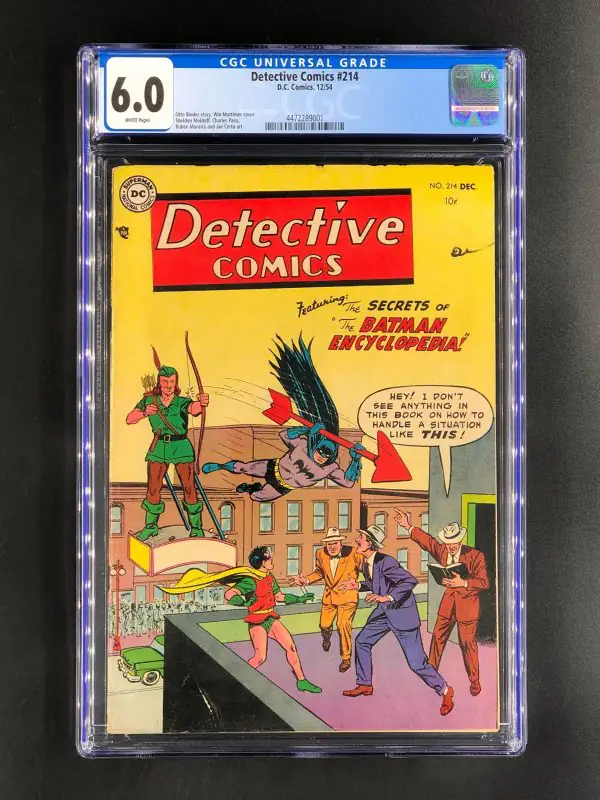 Detective Comics #214 (DC Comics, 1955), CGC 6.0 graded comic book, Universal Blue label — front cover in its holder