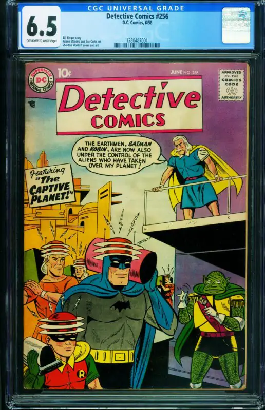Detective Comics #256 (DC Comics, 1958), CGC 6.5 graded comic book, Universal Blue label — front cover in its holder