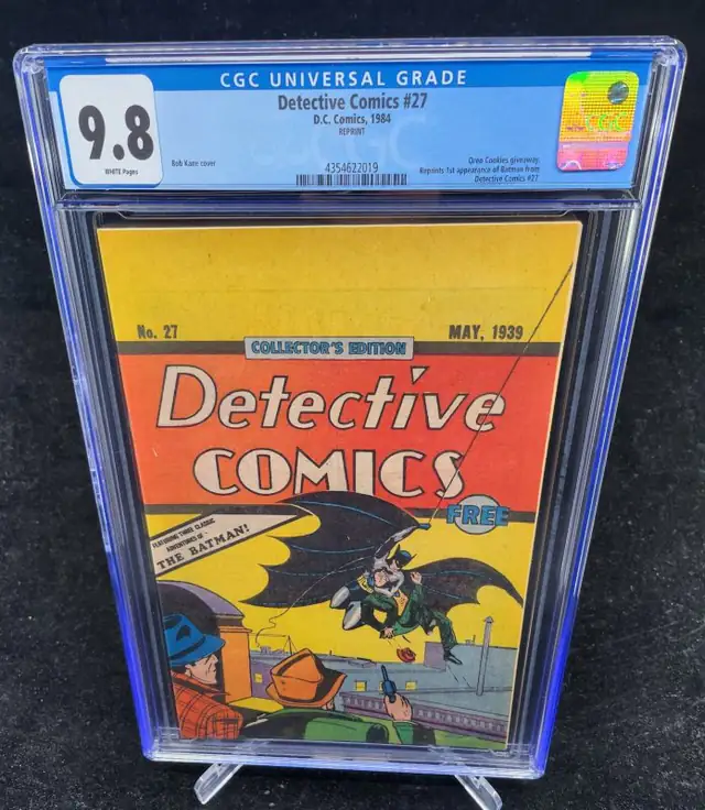 Detective Comics #27 (DC Comics, 1984), CGC 9.8 graded comic book, Universal Blue label — front cover in its holder