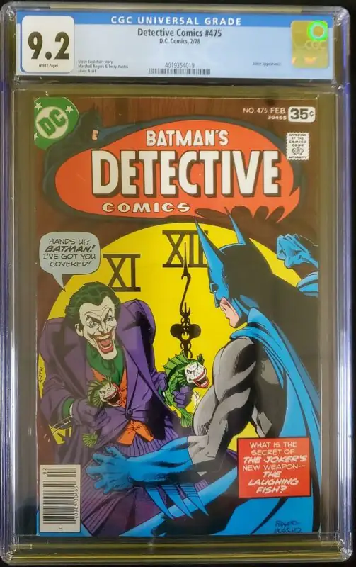 Detective Comics #475 (DC Comics, 1978), CGC 9.2 graded comic book, Universal Blue label — front cover in its holder