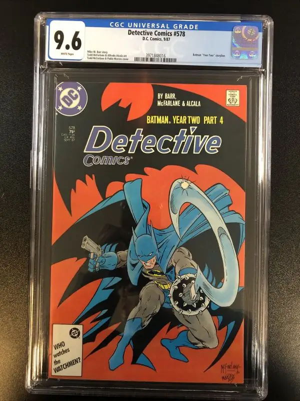 Detective Comics #578 (DC Comics, 1987), CGC 9.6 graded comic book, Universal Blue label — front cover in its holder