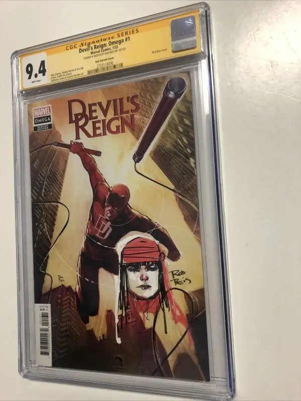 Devil's Reign: Omega #1 (Marvel Comics, 2022), CGC 9.4 graded comic book, Signature Series label — front cover in its holder