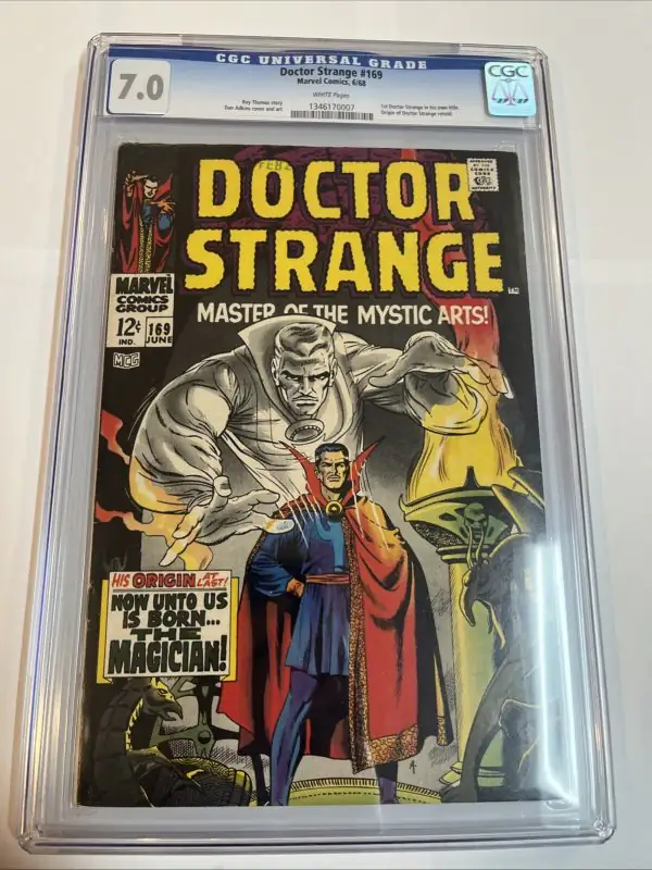 Doctor Strange #169 (Marvel Comics, 1968), CGC 7.0 graded comic book, Universal Blue label — front cover in its holder