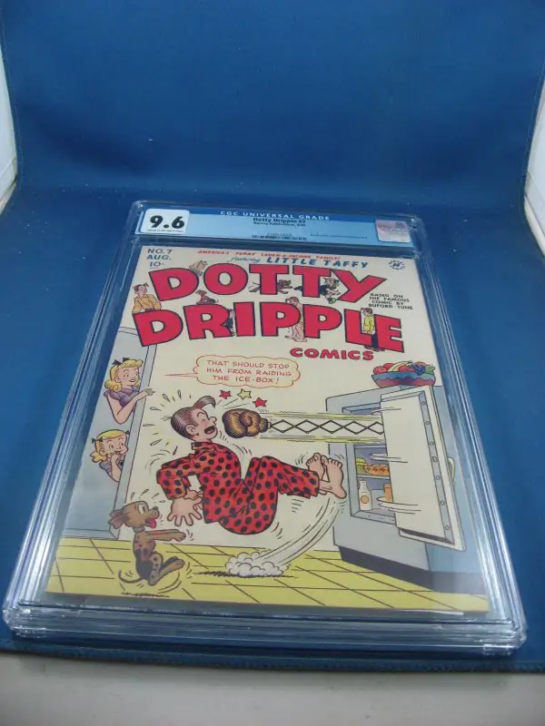 Dotty Dripple #7 (Harvey Comics, 1948), CGC 9.6 graded comic book, Universal Blue label — front cover in its holder